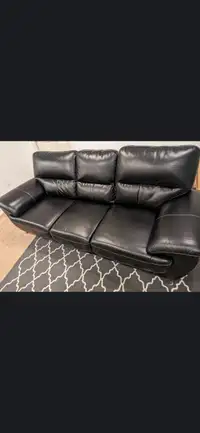Black Faux Leather Couch 