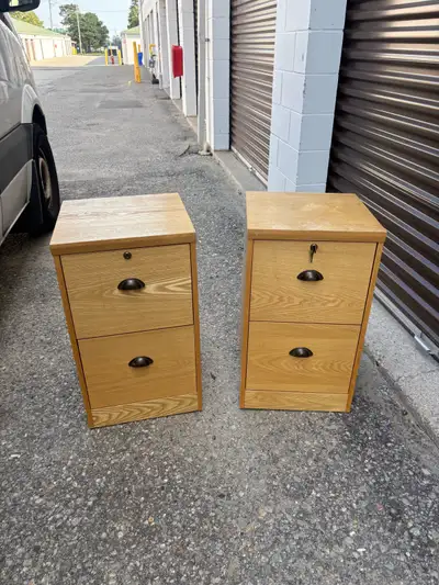 Free delivery used 2 x Wooden Filing Cabinets, View more