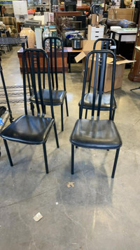 SET OF 4 - METAL - BLACK CHAIRS -