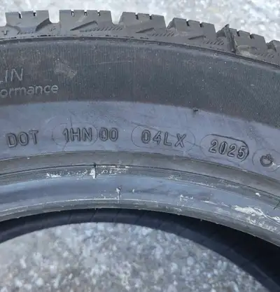 One set of four 2025 almost brand new Michelin X-ice snow winter tires Tires size is 235/50/R20. The...