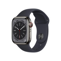 Apple Watch Series 8, Stainless Steel, Cellular with Sport Band
