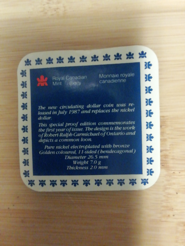1987 Royal Canadian Mint One Dollar Fine Silver Coin in Arts & Collectibles in Mississauga / Peel Region - Image 3