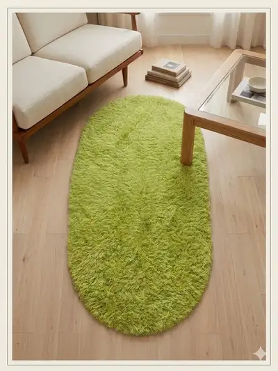 Oval Green Shag Rug, View more