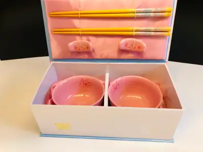 Precious Moments Child Ceramic Bowl Chopsticks Set (New, Unused), View more