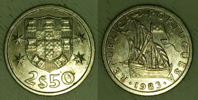 Pièce de monnaie 1983 2.50 escudo Portugual, View more