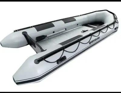 Heavy duty, large Quicksilver inflatable Zodiac style boat, rated for 10 people and 60HP, comes with...