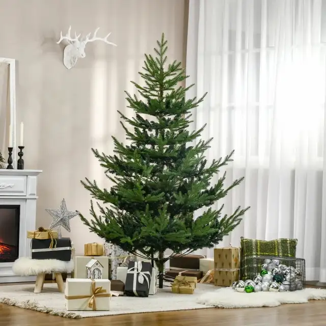 6ft Artificial Christmas Tree with Metal Base, 795 molded and la in Home Décor & Accents in Markham / York Region - Image 2