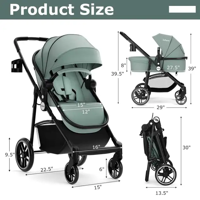 Infant Stroller and Reversible Bassinet Pram in Strollers, Carriers & Car Seats in Ottawa - Image 3