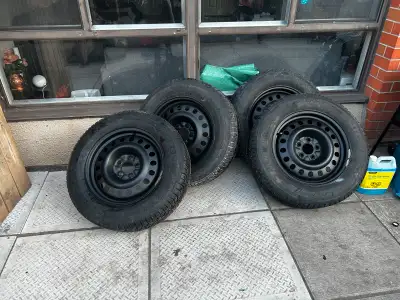 Selling a set of 4 Firestone Winterforce 2 winter tires (225/65R17) mounted on 17” black steel rims....