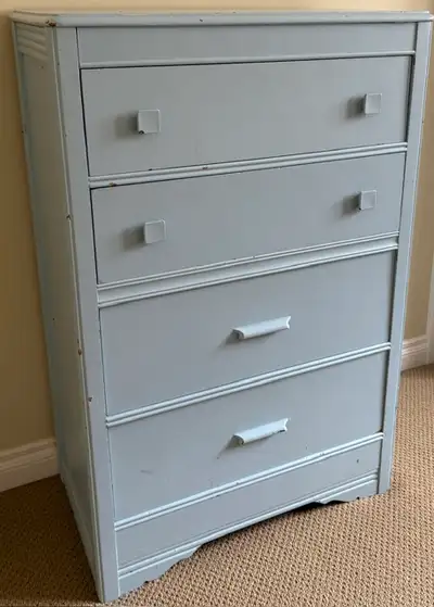 Vintage Powder Blue 4-Drawer Dresser Charming Vintage Character, View more