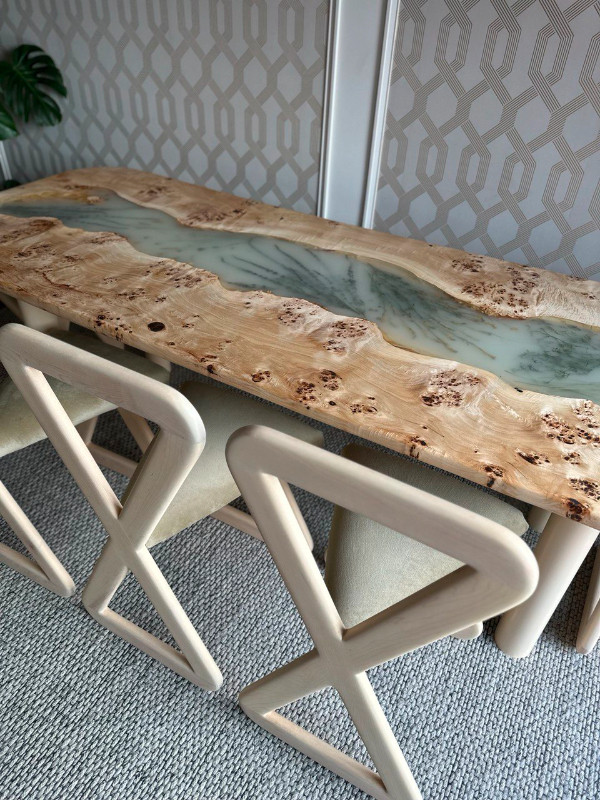 New Dining Table - Solid Mappa Burl with Misty Flora River in Dining Tables & Sets in Mississauga / Peel Region