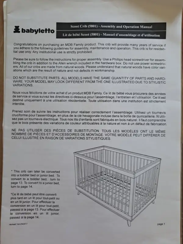 Babyletto Convertible Crib, Toddler Bed, Day Bed with Mattress in Cribs in Barrie - Image 7