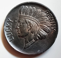 Vintage Large Lucky Penny Medal Indian Head Souvenir Denver