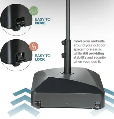 2-Pack Heavy Duty Patio Umbrella Bases with Wheels – Fillable, View more