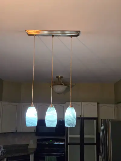 3 pendant brushed nickel and glass light, View more
