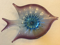Purple and Blue Lorraine Chalet Art Glass Fish
