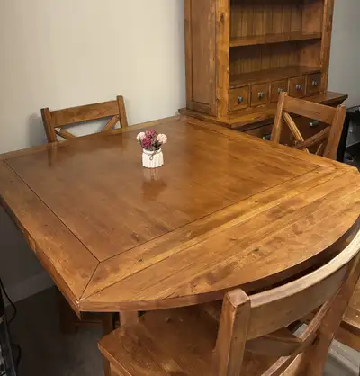 Solid wood table and chairs with cabinet. , View more