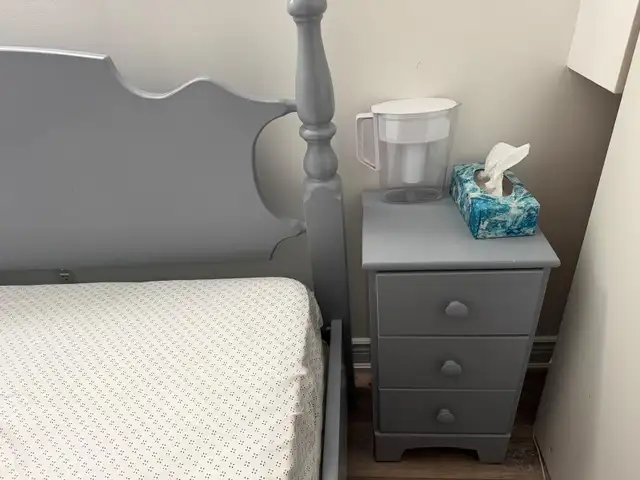 Queen Bedroom Set – Solid Wood Bed Frame, Mattress & side table in Other in Oshawa / Durham Region - Image 3