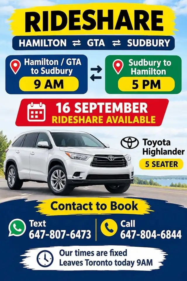 hamilton to sudbury 