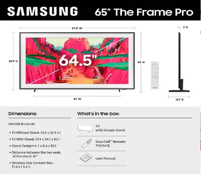 Samsung The Frame TV-Q LED TV-65"-smart-4k-in box-$1099-NO TAX, View more
