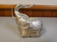 Silver Plated Brass Keepsake Box Elephant. 4x4x2 inches.