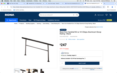 Stair Hand Rail. Brand new in box. All accessories inc. New$50, View more