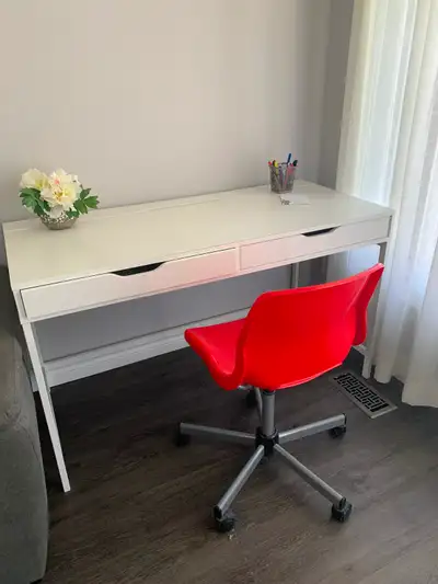 White desk with free chair, View more