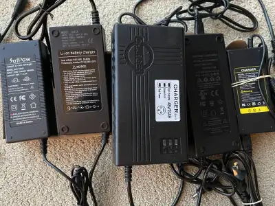 e-bike chargers 36v 48v 60V etc, View more