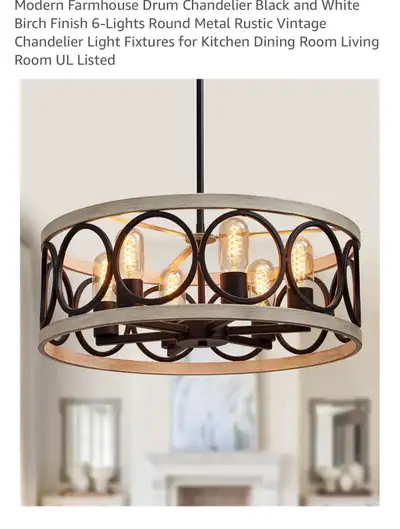 Modern Farmhouse 6-Light Drum Chandelier, View more
