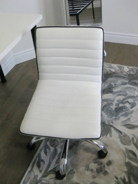 Belnick Mid Back White Faux Leather Comfy Home Office Chair