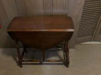 Vintage Solid Wood Drop-Leaf Table, View more