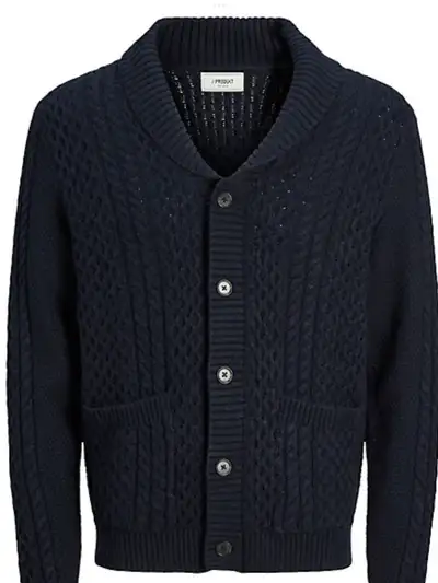 Men’s Cable Knit Cardigan Sweater, View more