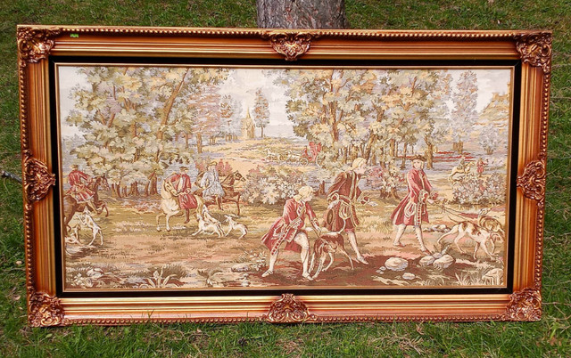 Vintage Italian Hunting with Horse & Hound Framed Sofa Tapestry! in Arts & Collectibles in London