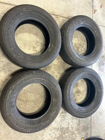 Set of 4 bridgestone dueler HT tires, 265/70/R18, came off factory 2024 Toyota tundra that were used...