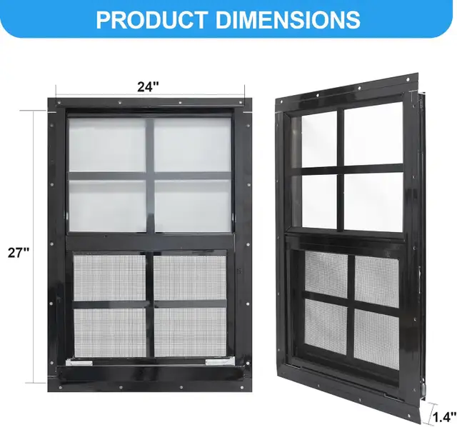 2-Pack Shed Window with Black Frame, 24" x 27" - NEW in Outdoor Tools & Storage in City of Toronto - Image 5