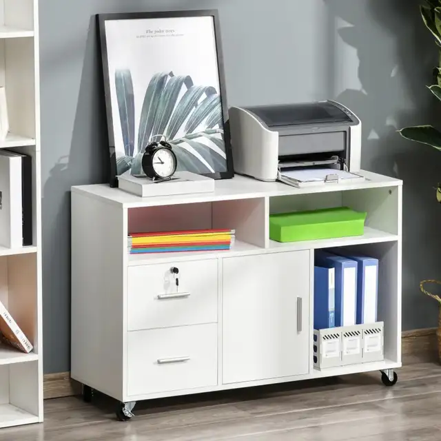 White lateral Filing Cabinet Open Storage Shelf, Printer Stand in Bookcases & Shelving Units in Markham / York Region - Image 5