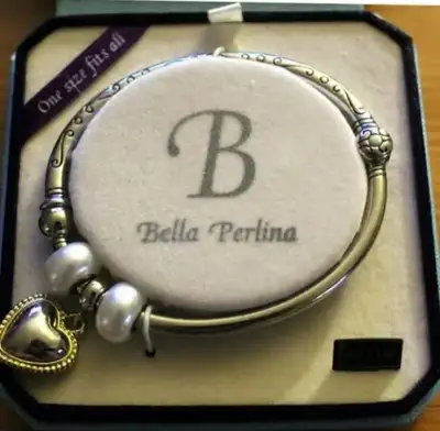 Bella Perlina Heart Charm Bangle Bracelet, View more