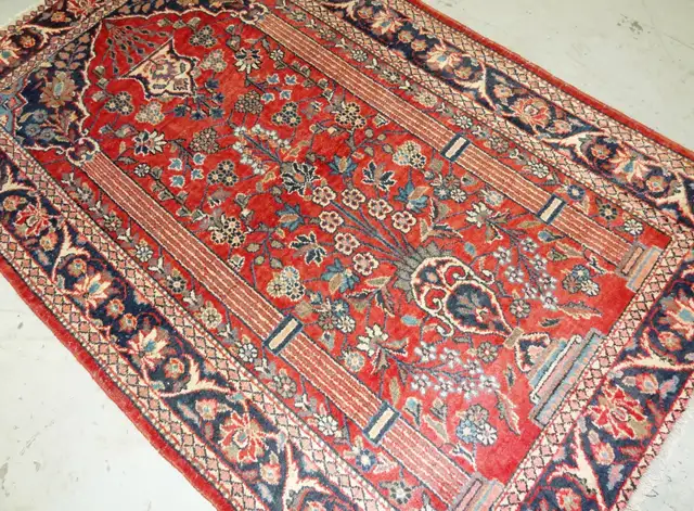 Handmade Wool Vintage Persian Rug,6.8 x 4.3 ft,red,navy in Rugs, Carpets & Runners in Markham / York Region - Image 5