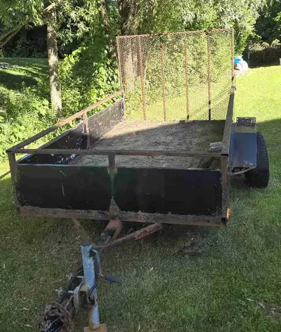 As is. MUST GO Trailer needs TLC, but you get a 5' x 10' utility trailer with ramp. Will need welder...