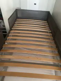 Twin Bunk Bed Frame, Two Mattresses, and Two Slats