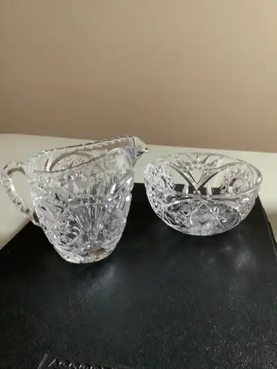 Vintage Crystal Creamer & Sugar/Fruit/Rose Bowl - $9 for Lot, View more