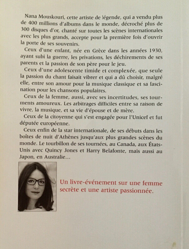 Nana Mouskouri mémoires - La fille de la chauve-souris dans Essais et biographies  à Trois-Rivières - Image 2