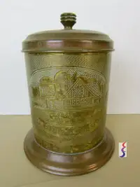Vintage Copper & Brass Over Tin Tea Time Caddy England