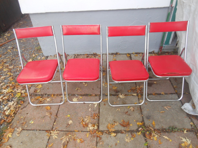 vintage 80$ pour  4 chaise pliante retro annee 60- dans Chaises, Fauteuils inclinables  à Longueuil/Rive Sud - Image 4