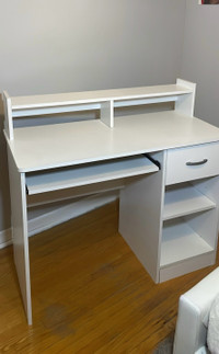 White Desk with Detachable Riser