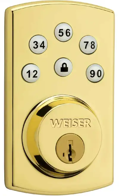 Weiser Powerbolt 2 Brass/ Gold Keyless Entry Door Lock/Deadbolt