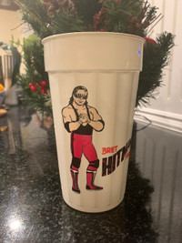 Vintage 1989 WWF BRET "HITMAN" HART Drinking Glass TITAN SOLD