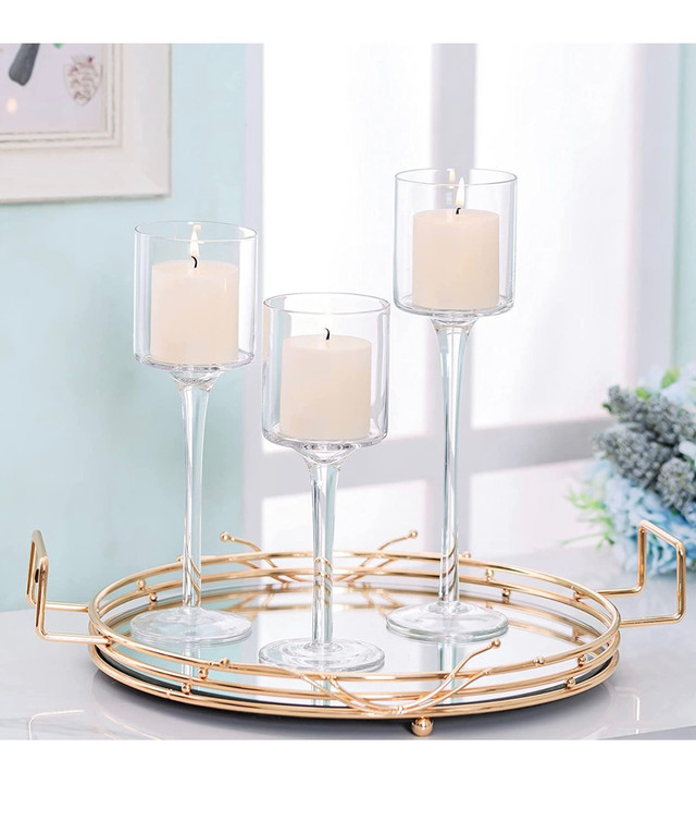 Glass Candle sticks - 2 sets of 3 in Home Décor & Accents in Oakville / Halton Region - Image 2
