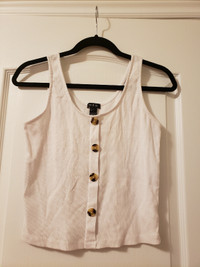 White button crop top size large 