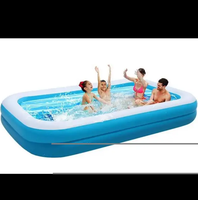 Inflatable Swimming Pool – 120" x 72" x 18" Sturdy and Safe for  in Patio & Garden Furniture in Hamilton - Image 3
